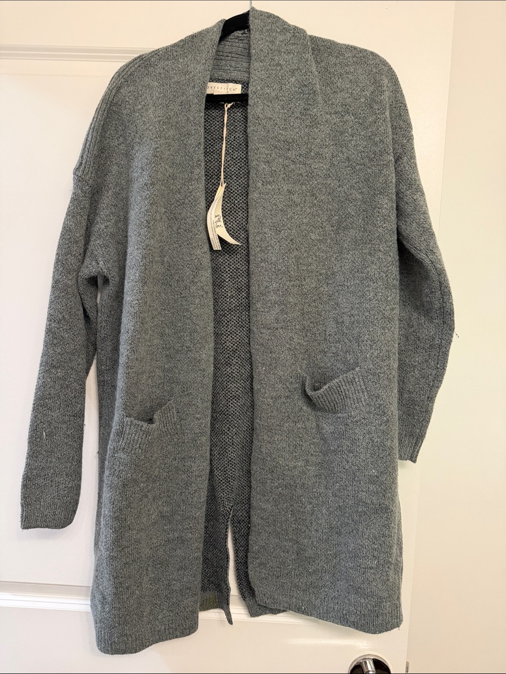 lovestitch Gray Open-Front Knit Cardigan Jacket